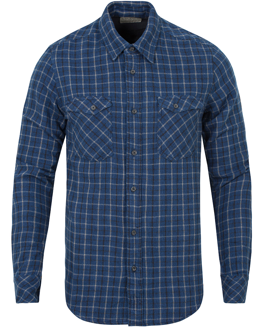 Heren | Overhemden | Nudie Jeans | Gunnar Rope Twill Check Shirt Indigo