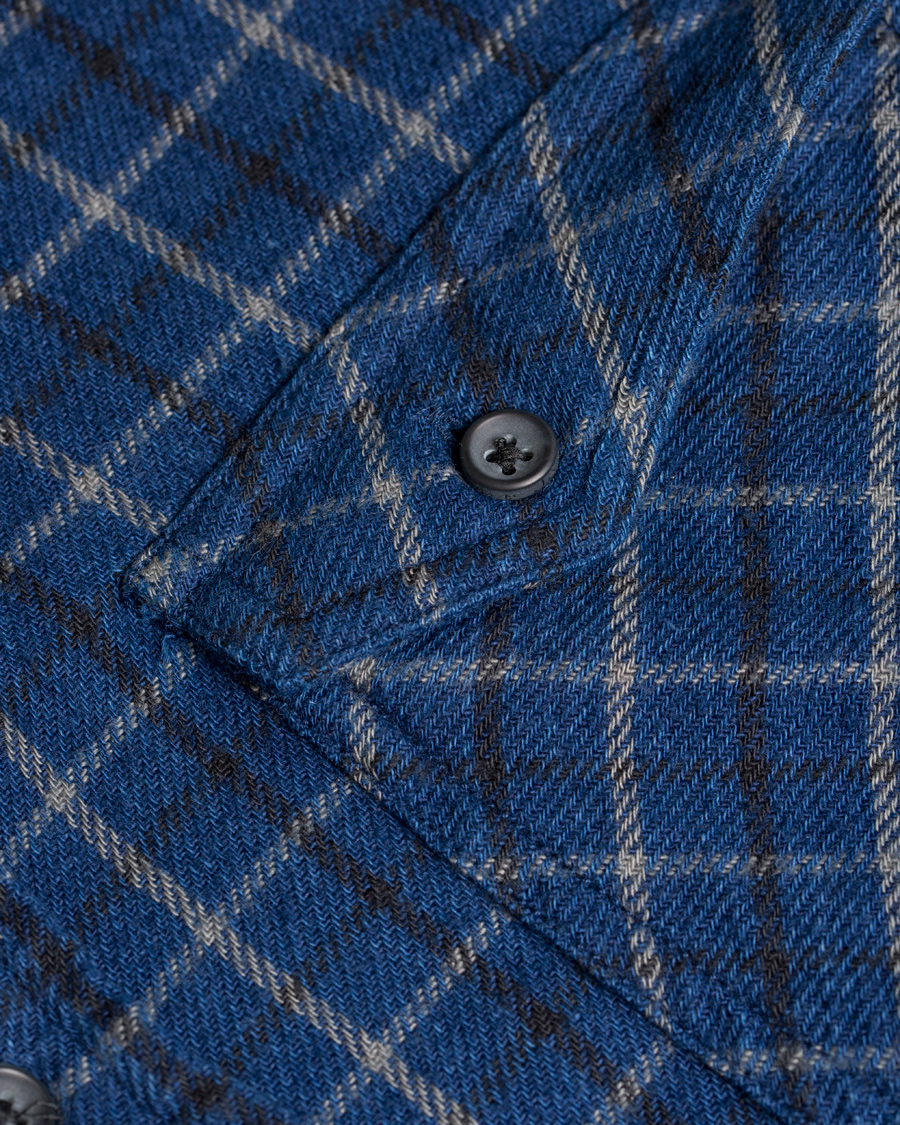 Heren | Overhemden | Nudie Jeans | Gunnar Rope Twill Check Shirt Indigo