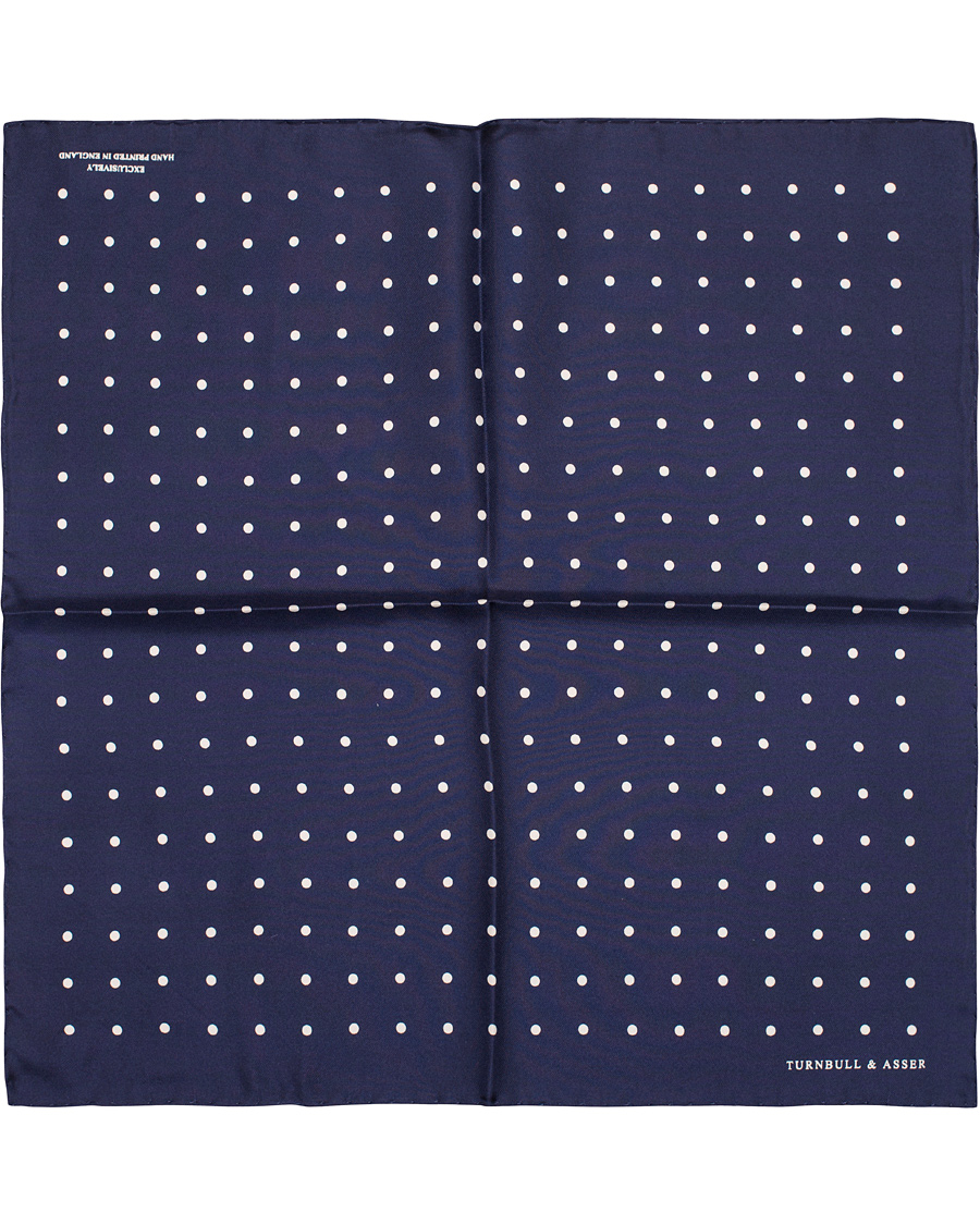 Homme | Turnbull & Asser Silk Dot Handkerchief Navy | Turnbull & Asser | Silk Dot Handkerchief Navy