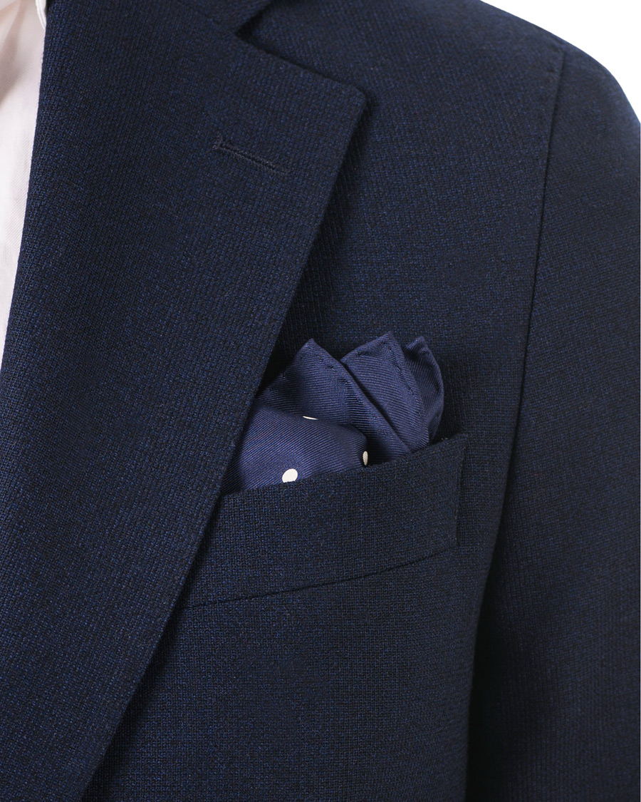 Homme | Turnbull & Asser Silk Dot Handkerchief Navy | Turnbull & Asser | Silk Dot Handkerchief Navy
