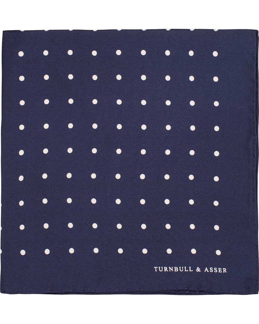 Homme | Turnbull & Asser Silk Dot Handkerchief Navy | Turnbull & Asser | Silk Dot Handkerchief Navy