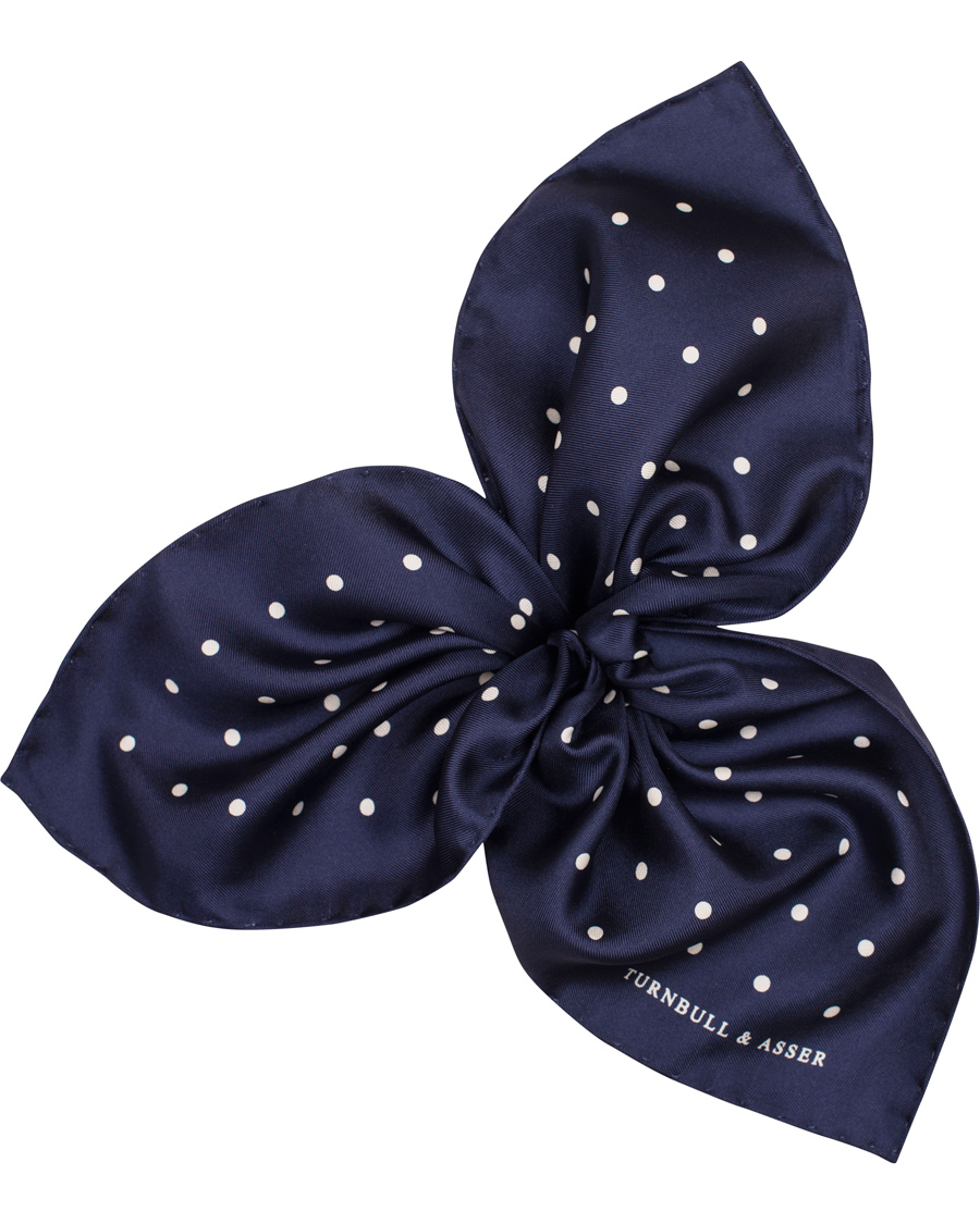 Homme | Turnbull & Asser Silk Dot Handkerchief Navy | Turnbull & Asser | Silk Dot Handkerchief Navy