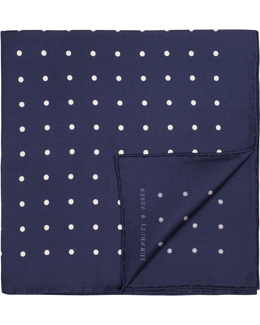 Homme | Turnbull & Asser Silk Dot Handkerchief Navy | Turnbull & Asser | Silk Dot Handkerchief Navy