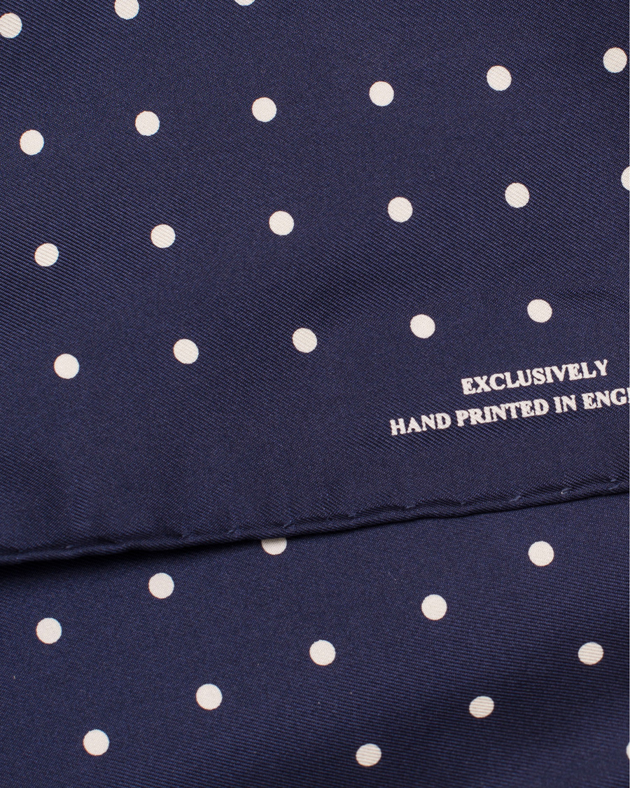 Homme | Turnbull & Asser Silk Dot Handkerchief Navy | Turnbull & Asser | Silk Dot Handkerchief Navy