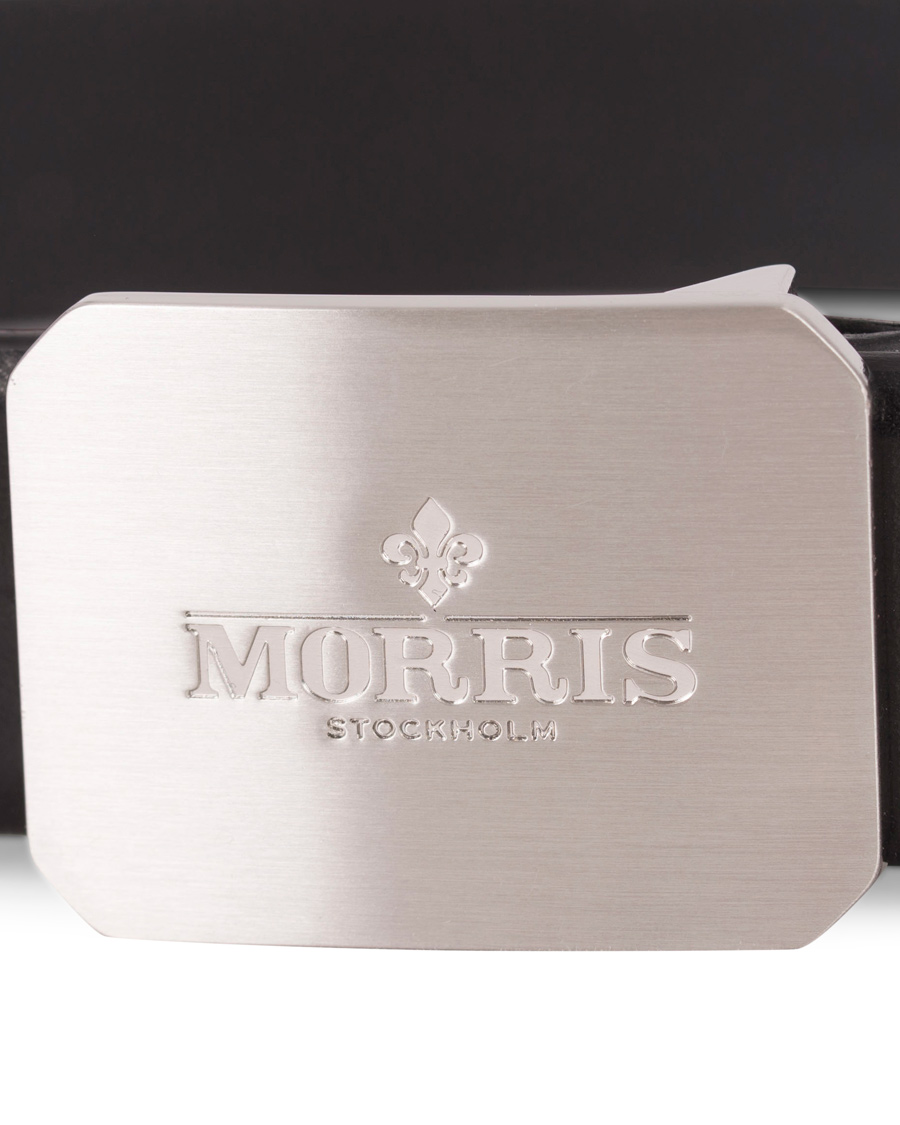 Homme | Morris Plated Logo Leather 3,5 cm Belt Black | Morris | Plated Logo Leather 3,5 cm Belt Black