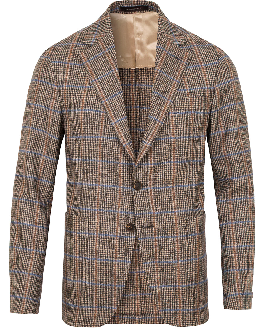 Heren | Blazers | Oscar Jacobson | Epic Check Fratelli Tallia Di Delfino Blazer Brown