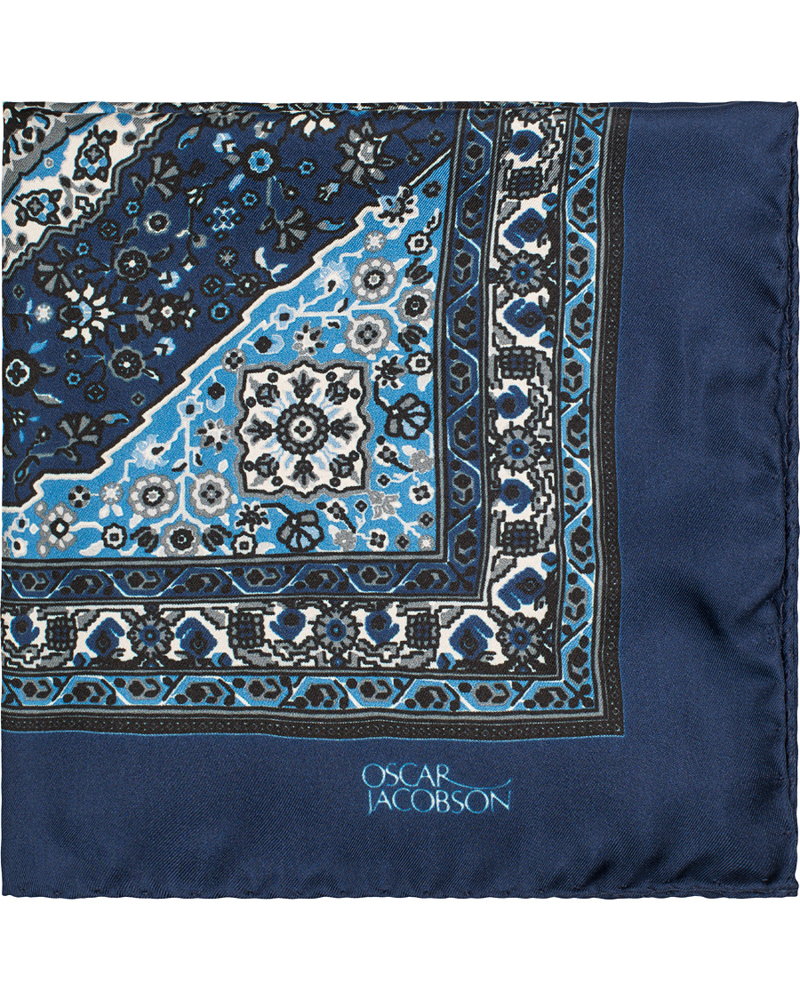 Homme | Oscar Jacobson Carpet Design Paisley Pocket Square Dark Blue | Oscar Jacobson | Carpet Design Paisley Pocket Square Dark Blue
