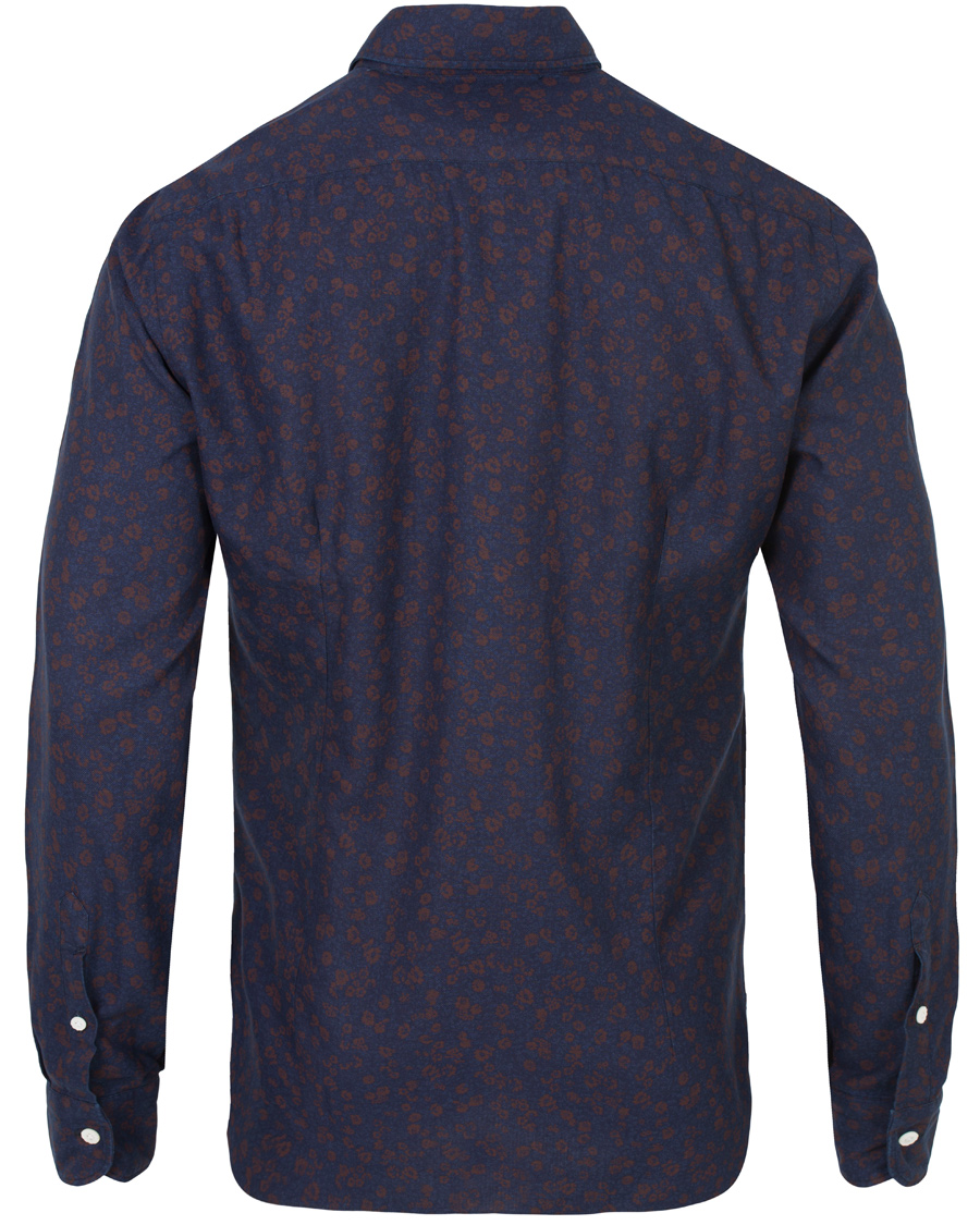 Heren | Overhemden | Barba Napoli | Dandylife Flower Slim Fit Shirt Dark Blue/Brown