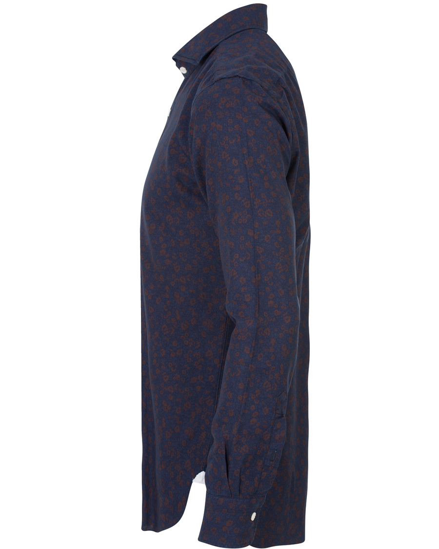 Heren | Overhemden | Barba Napoli | Dandylife Flower Slim Fit Shirt Dark Blue/Brown