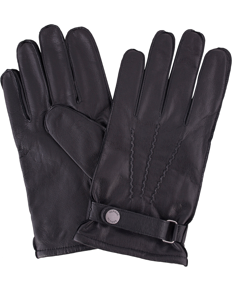 Heren | Tommy Hilfiger Ferron Leather Gloves Flag Black | Tommy Hilfiger | Ferron Leather Gloves Flag Black