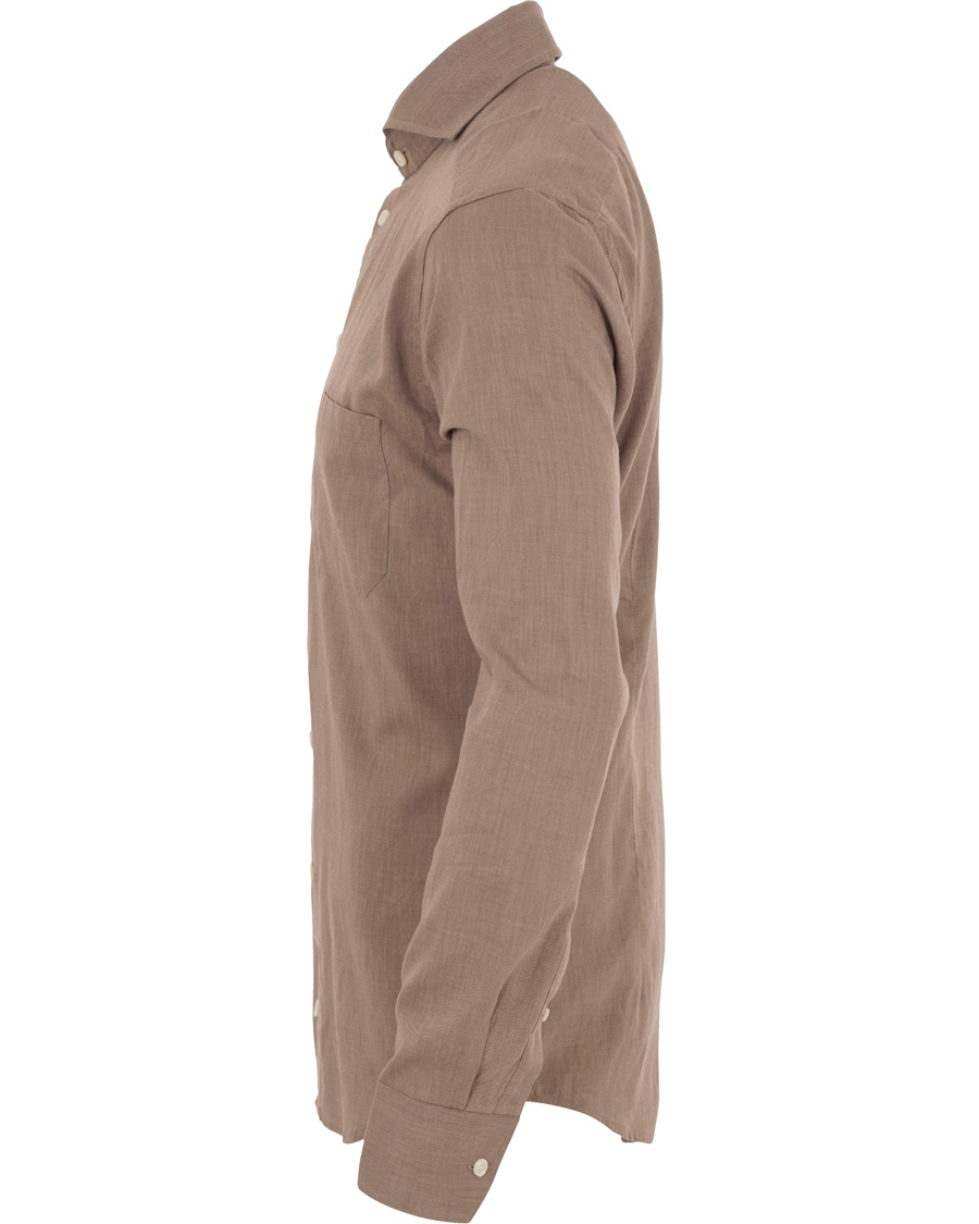 Homme | Chemises | Eton | Slim Fit Green Ribbon Flannel Shirt Light Brown