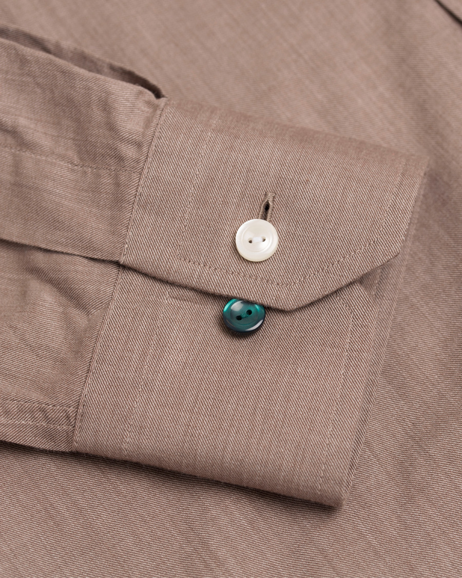 Homme | Chemises | Eton | Slim Fit Green Ribbon Flannel Shirt Light Brown