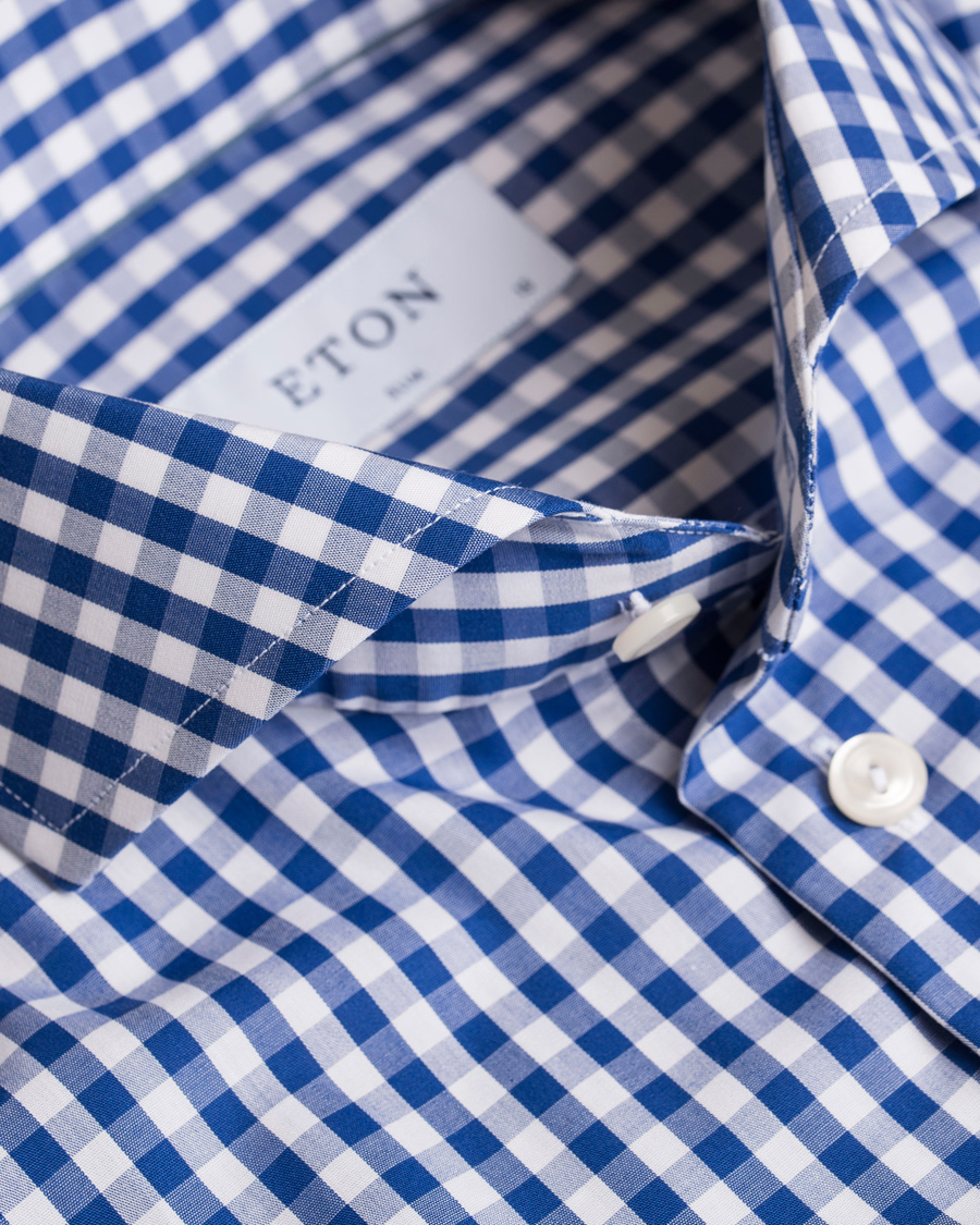 Homme | Chemises | Eton | Slim Fit Poplin Check Shirt Blue