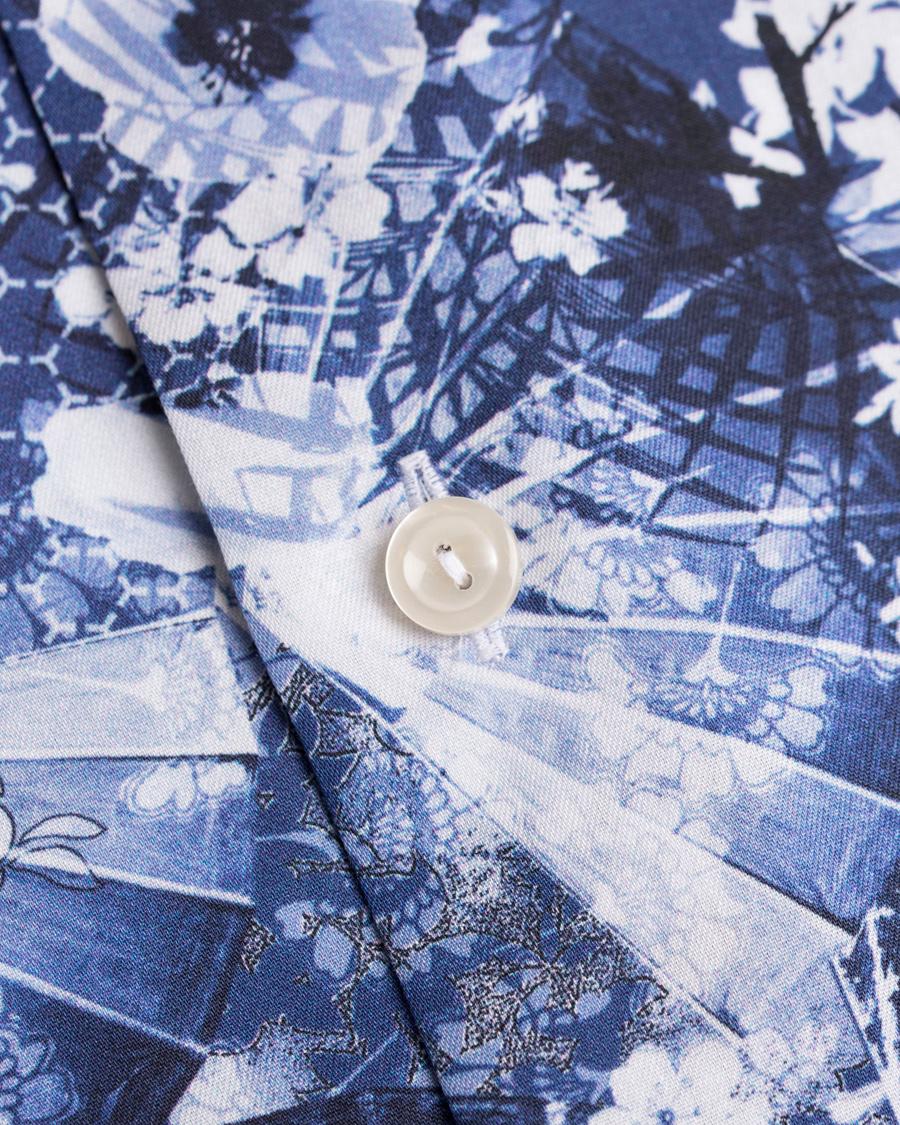 Heren | Overhemden | Eton | Slim Fit Flower Twill Shirt Blue