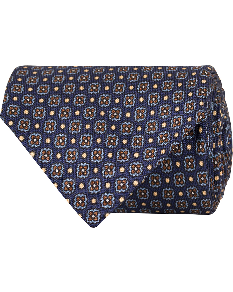Homme | Eton Flower Silk 8cm Tie Navy | Eton | Flower Silk 8cm Tie Navy