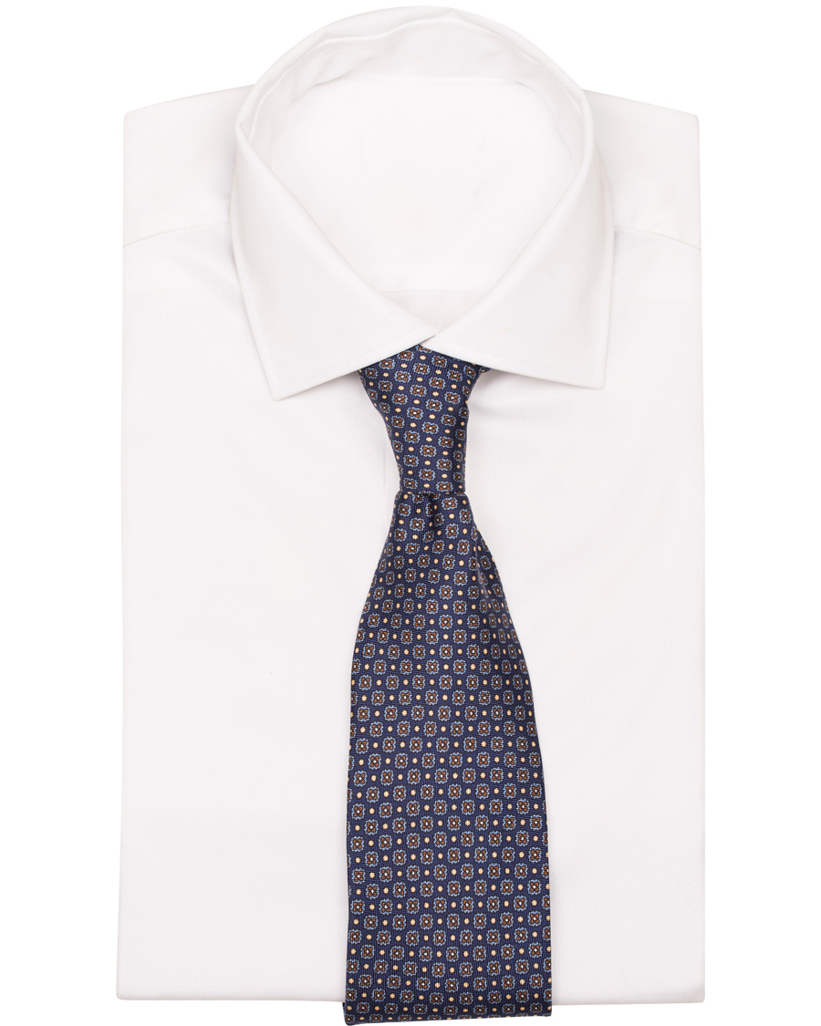 Homme | Eton Flower Silk 8cm Tie Navy | Eton | Flower Silk 8cm Tie Navy