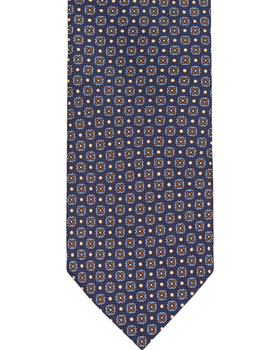 Homme | Eton Flower Silk 8cm Tie Navy | Eton | Flower Silk 8cm Tie Navy