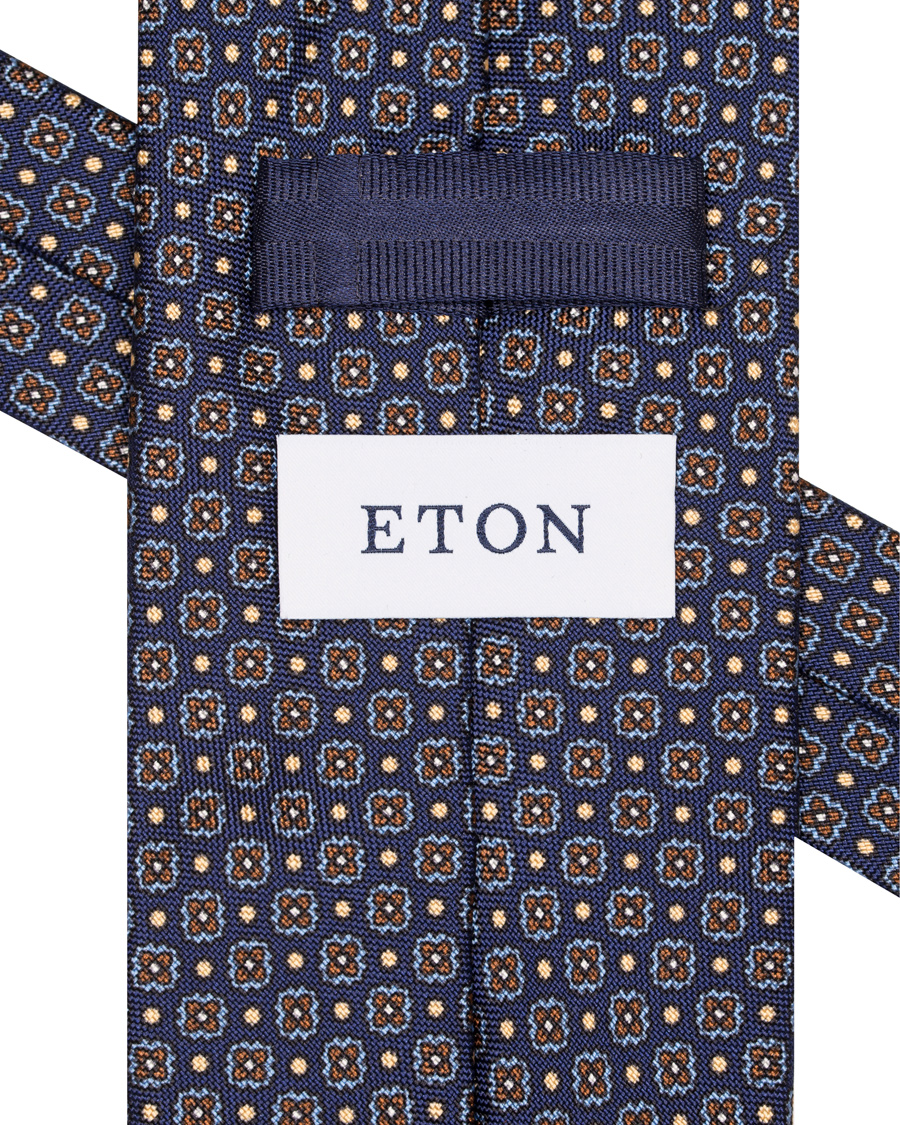Homme | Eton Flower Silk 8cm Tie Navy | Eton | Flower Silk 8cm Tie Navy