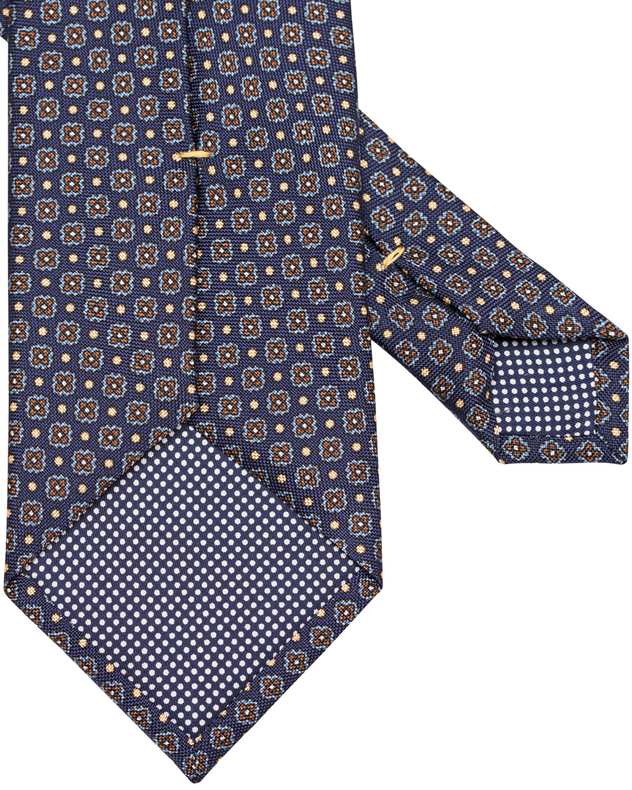 Homme | Eton Flower Silk 8cm Tie Navy | Eton | Flower Silk 8cm Tie Navy