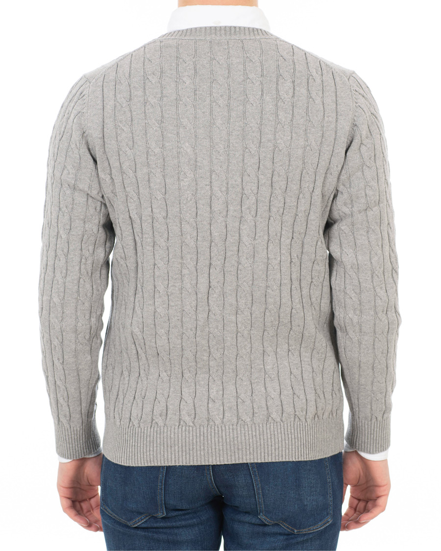 Homme | Pulls Et Tricots | GANT | Cotton Cable Crew Pullover Grey Melange