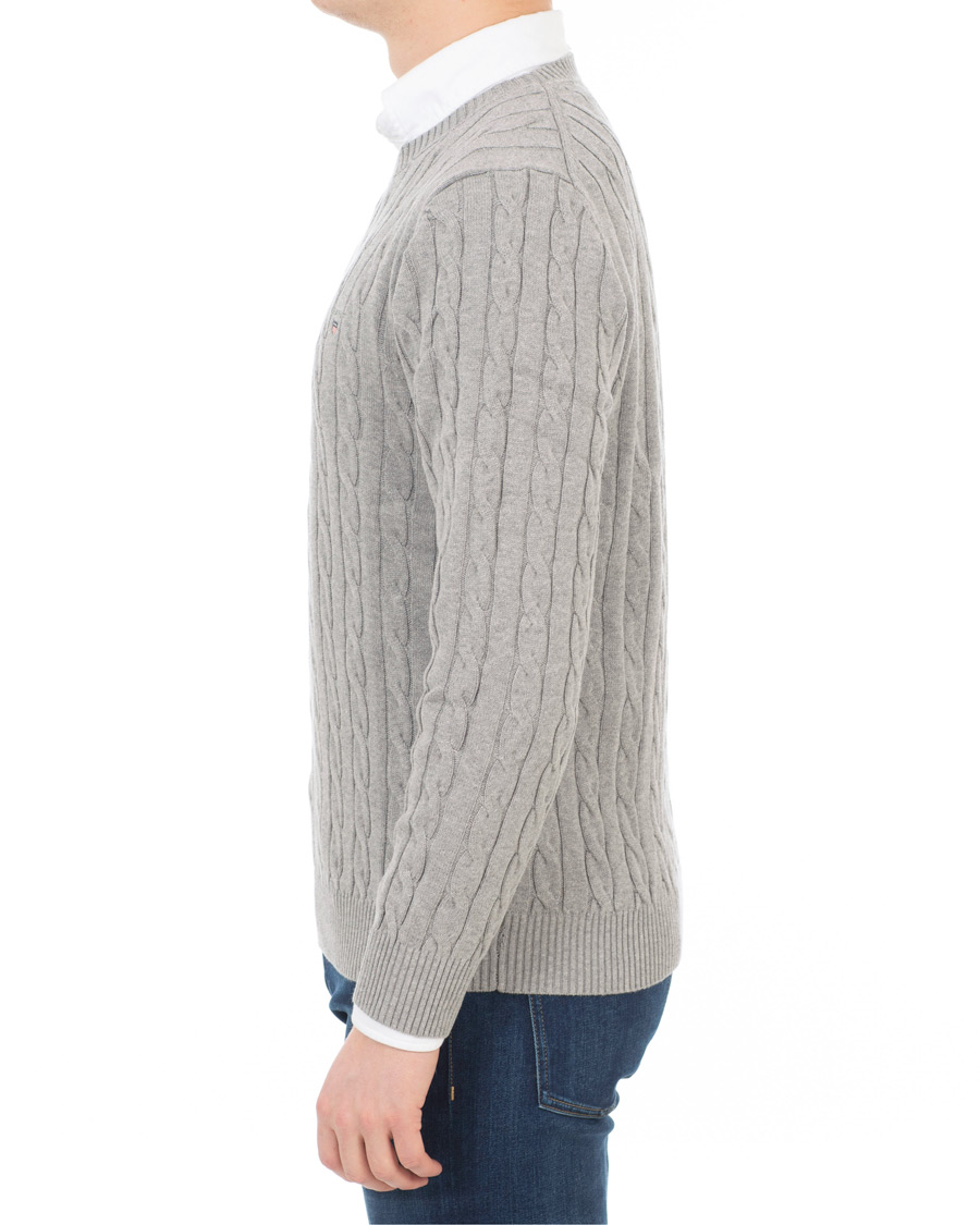 Homme | Pulls Et Tricots | GANT | Cotton Cable Crew Pullover Grey Melange