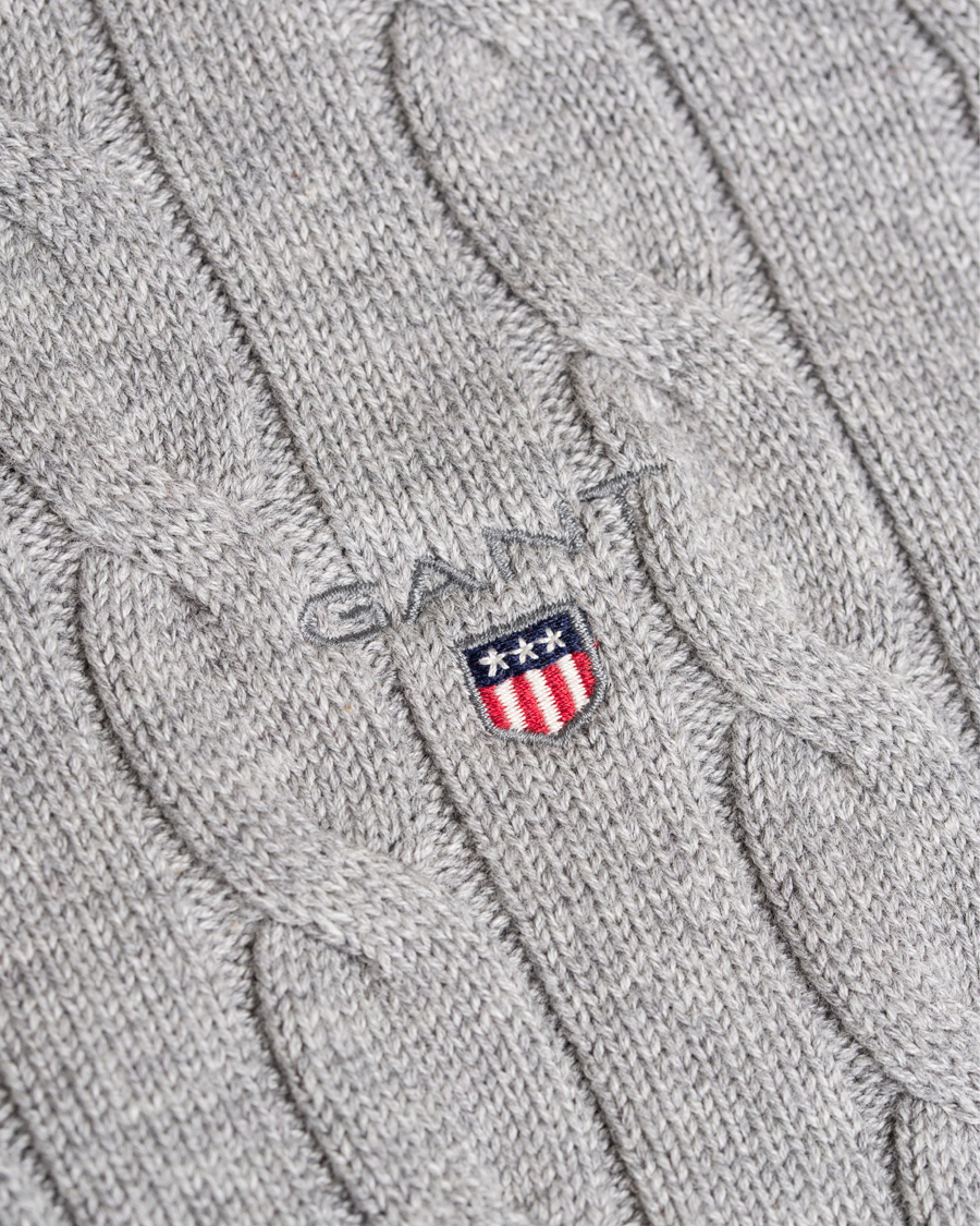 Homme | Pulls Et Tricots | GANT | Cotton Cable Crew Pullover Grey Melange