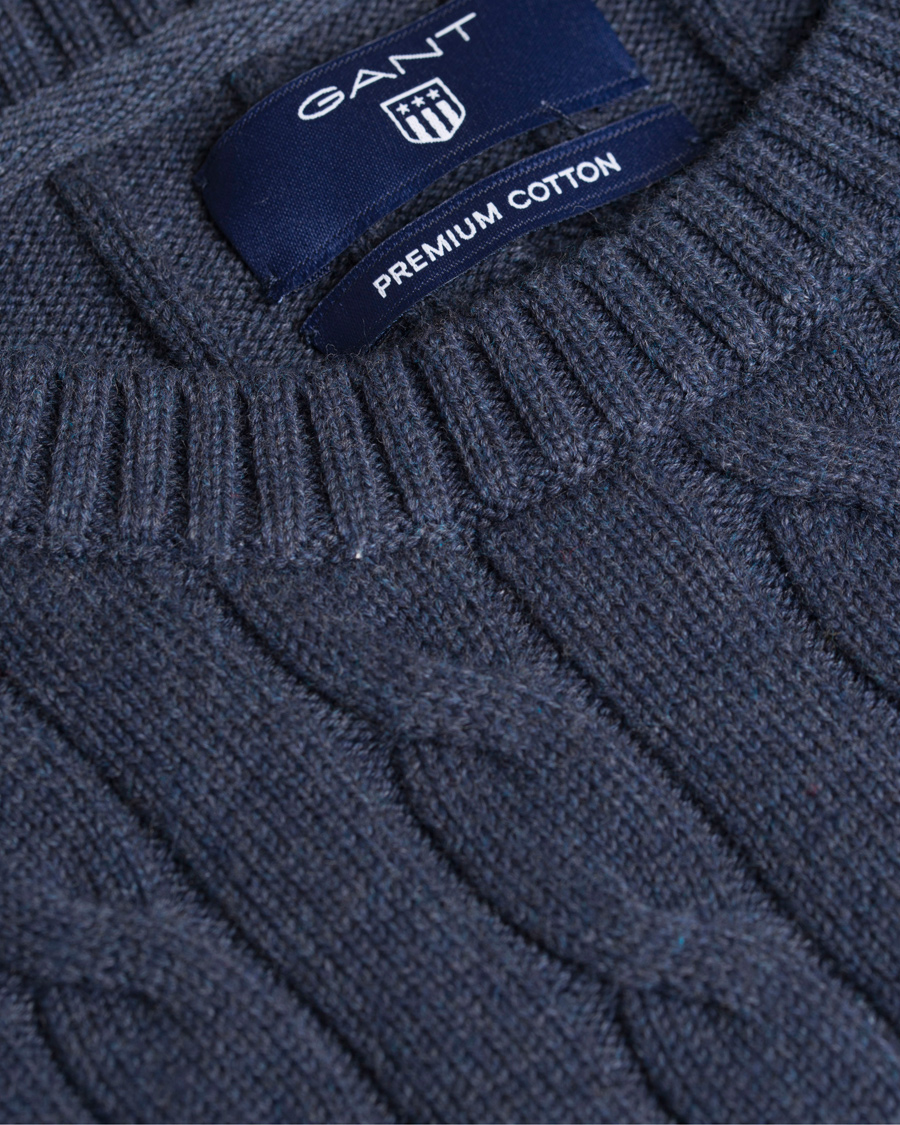 Homme | Pulls Et Tricots | GANT | Cotton Cable Crew Pullover Dark Blue Indigo