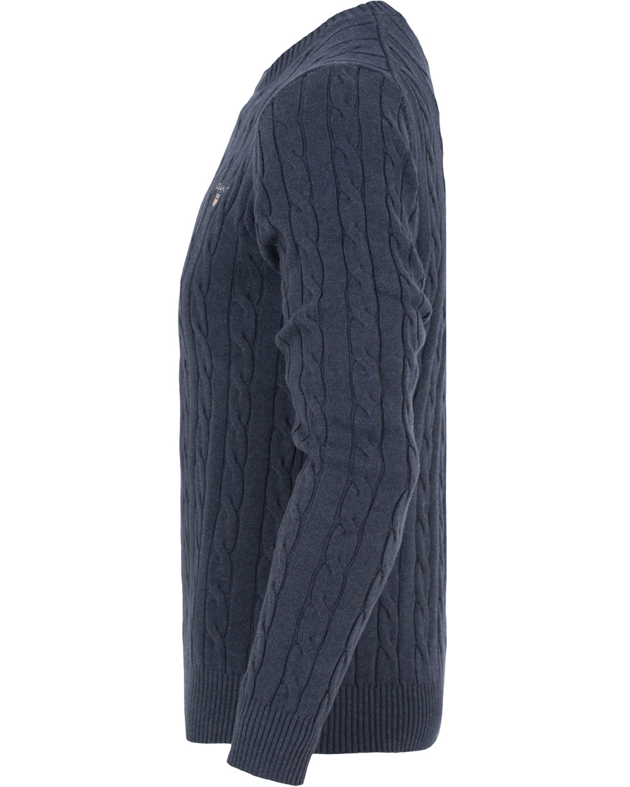 Homme | Pulls Et Tricots | GANT | Cotton Cable Crew Pullover Dark Blue Indigo