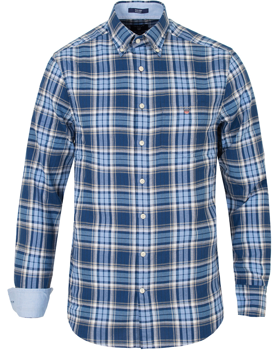 Heren | Overhemden | GANT | Tech Prep Oxford Gingham Regular Fit Shirt Yale Blue
