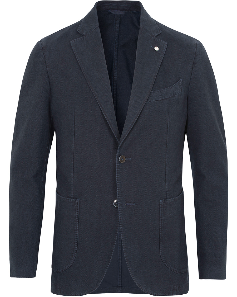 Homme | Blazers | L.B.M. 1911 | Jack Regular Cotton Herringbone Blazer Navy