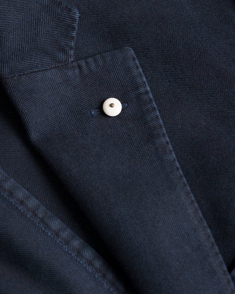 Homme | Blazers | L.B.M. 1911 | Jack Regular Cotton Herringbone Blazer Navy