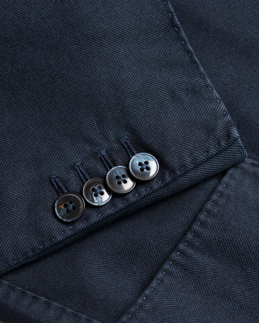 Homme | Blazers | L.B.M. 1911 | Jack Regular Cotton Herringbone Blazer Navy