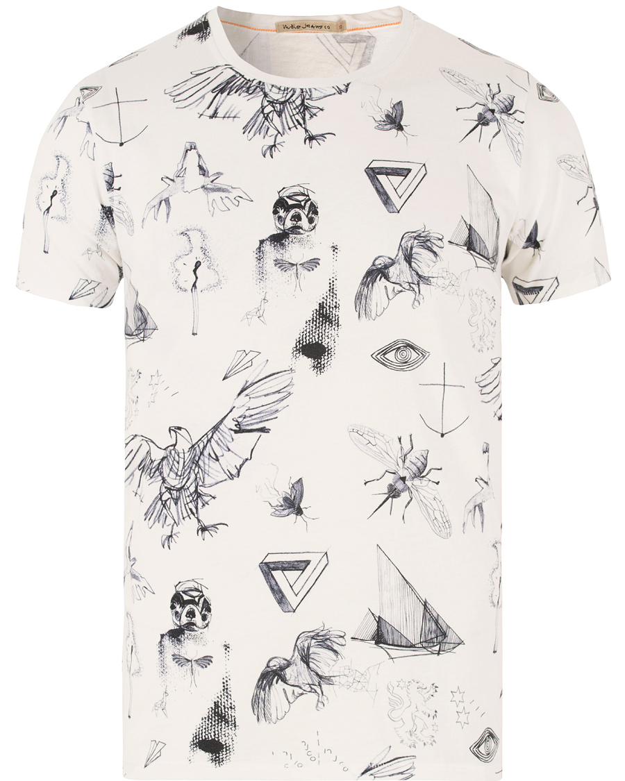 Homme | T-shirts | Nudie Jeans | O-neck Tattoo Sketches Tee Off White
