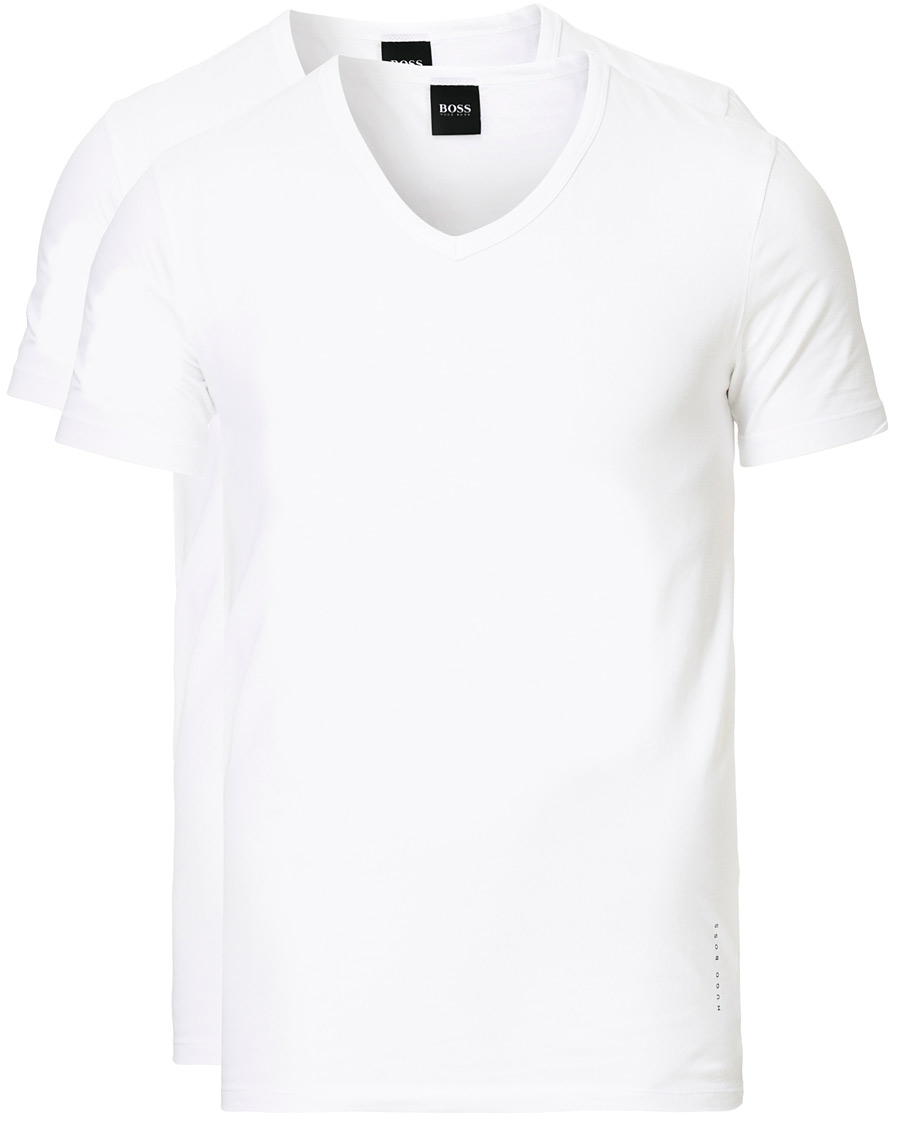 Homme | T-shirts | BOSS BLACK | BOSS 2-Pack V-Neck Slim Fit Tee White