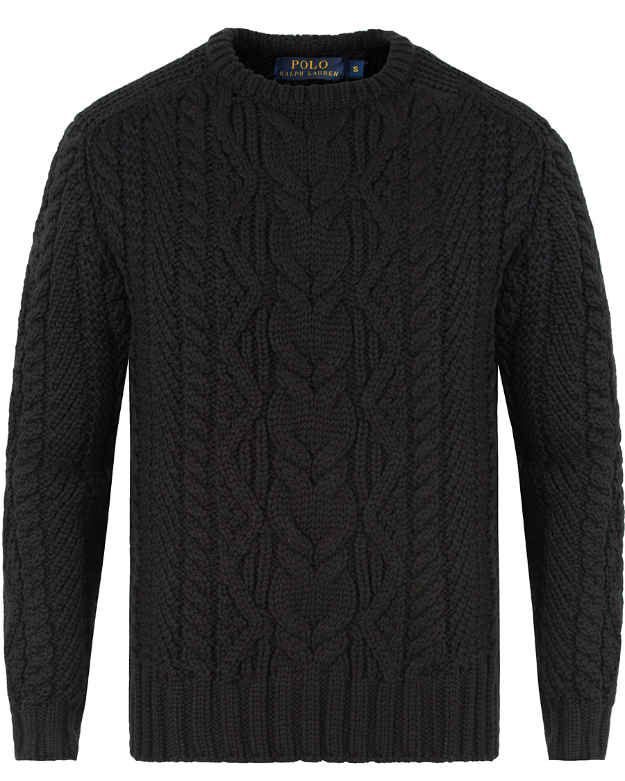 Heren | Truien | Polo Ralph Lauren | Merino Cable Knit Polo Black