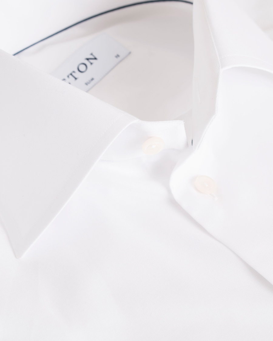 Heren | Overhemden | Eton | Slim Fit Twill High Cut Away Collar Shirt White