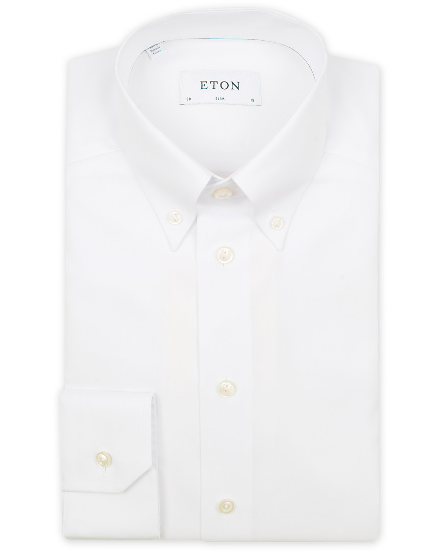 Heren | Overhemden | Eton | Slim Fit Oxford High Collar Button Down White