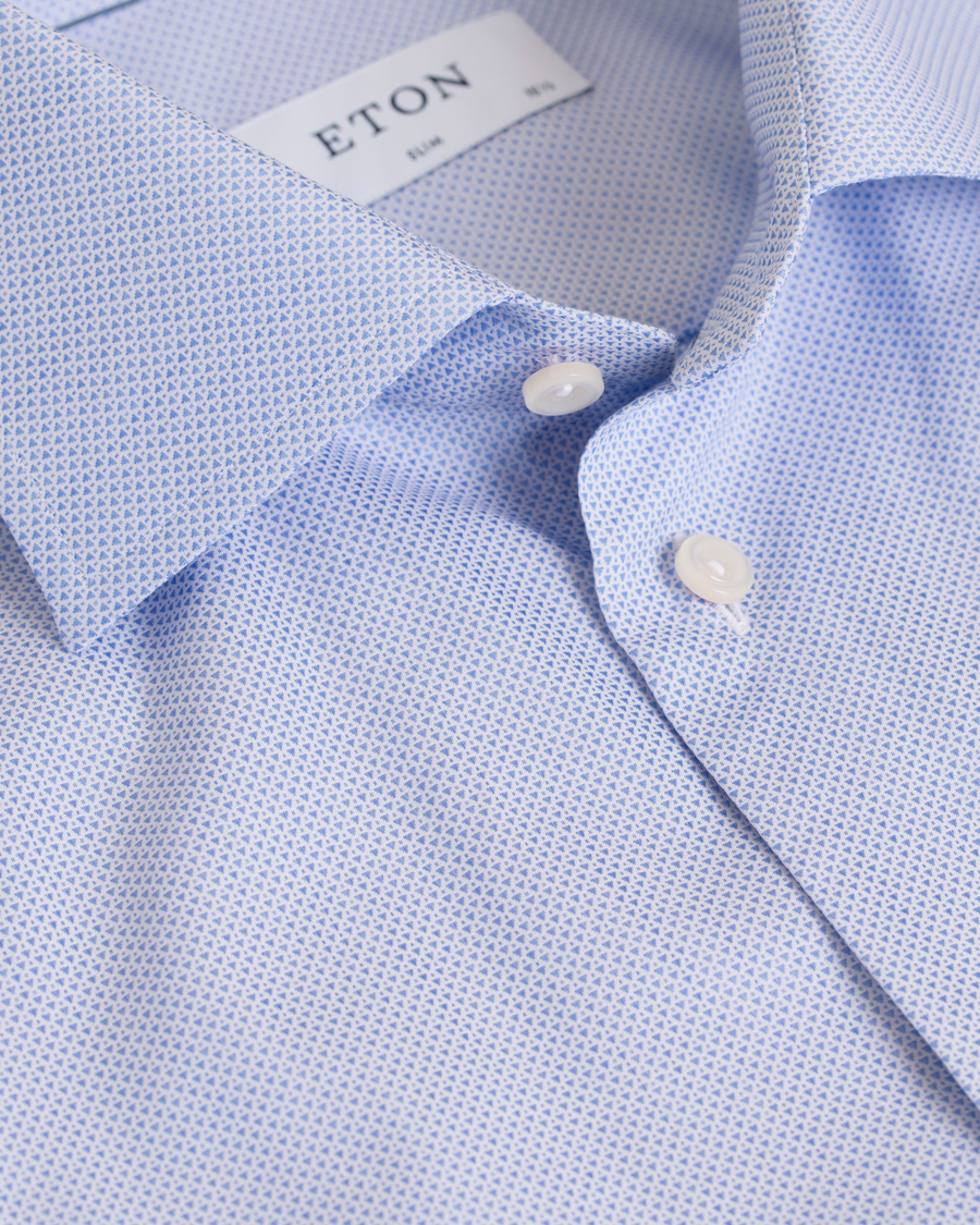 Homme | Chemises | Eton | Slim Fit Cut Away Micro Print Shirt Blue