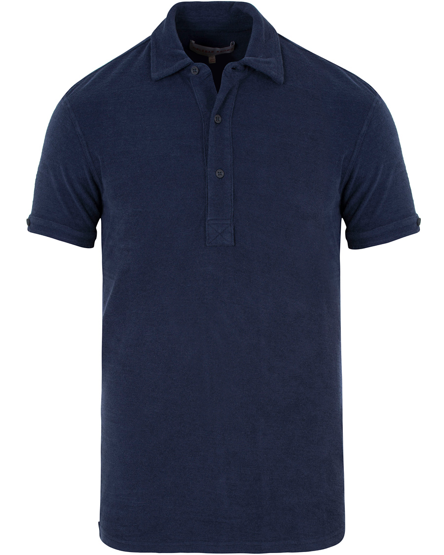 Homme | Polos | Orlebar Brown | Sebastian Towelling Polo Navy