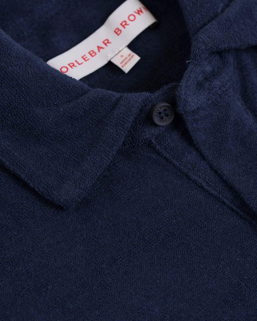 Homme | Polos | Orlebar Brown | Sebastian Towelling Polo Navy