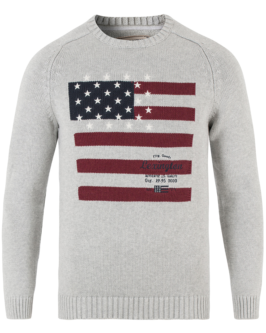 Homme | Pulls Et Tricots | Lexington | Dylan Knitted Flag Sweater Light Warm Grey Melange