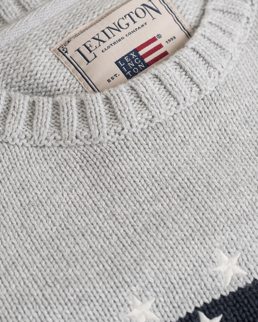 Homme | Pulls Et Tricots | Lexington | Dylan Knitted Flag Sweater Light Warm Grey Melange