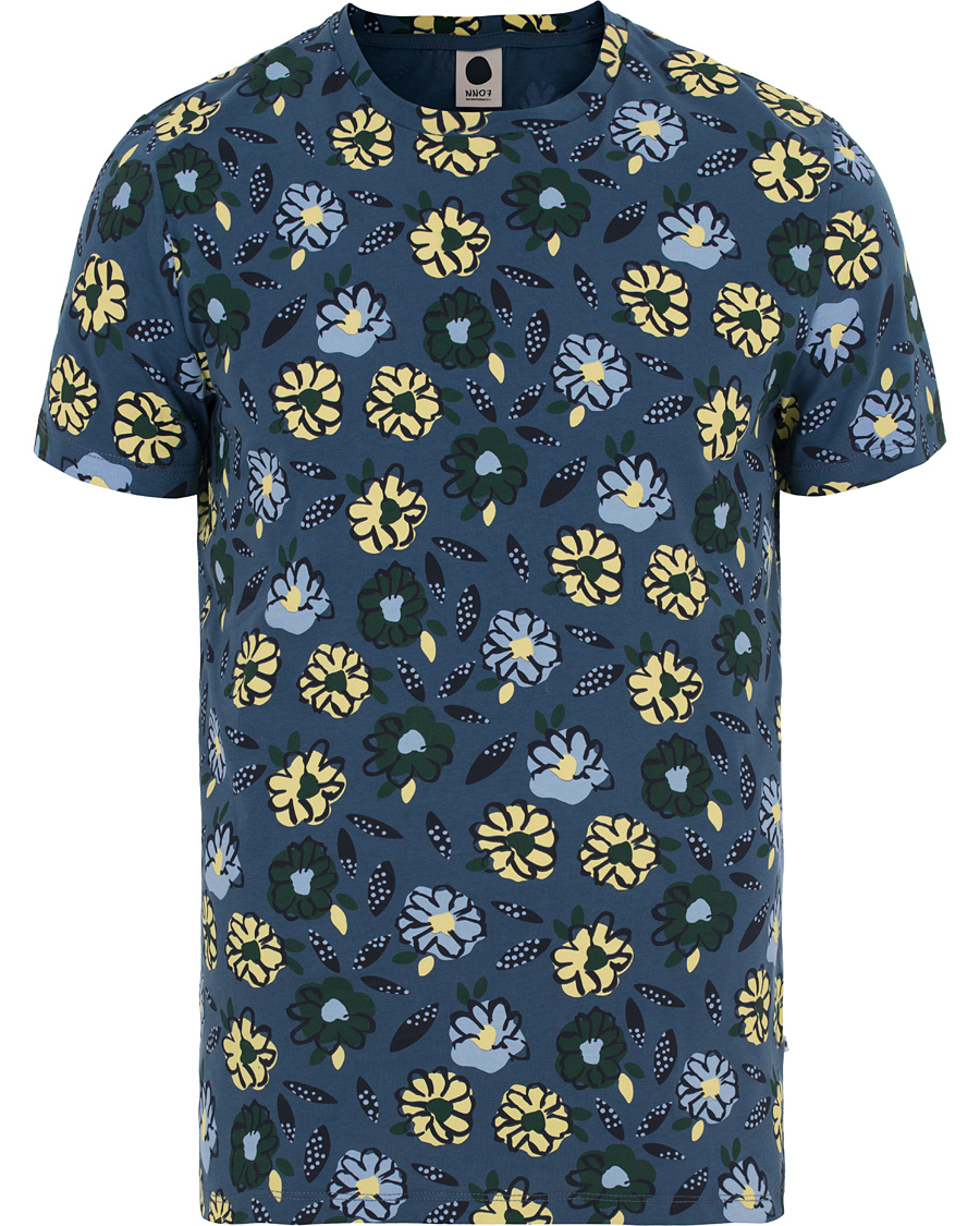 Heren | T-shirts | NN07 | Barry Printed Flower Tee Blue