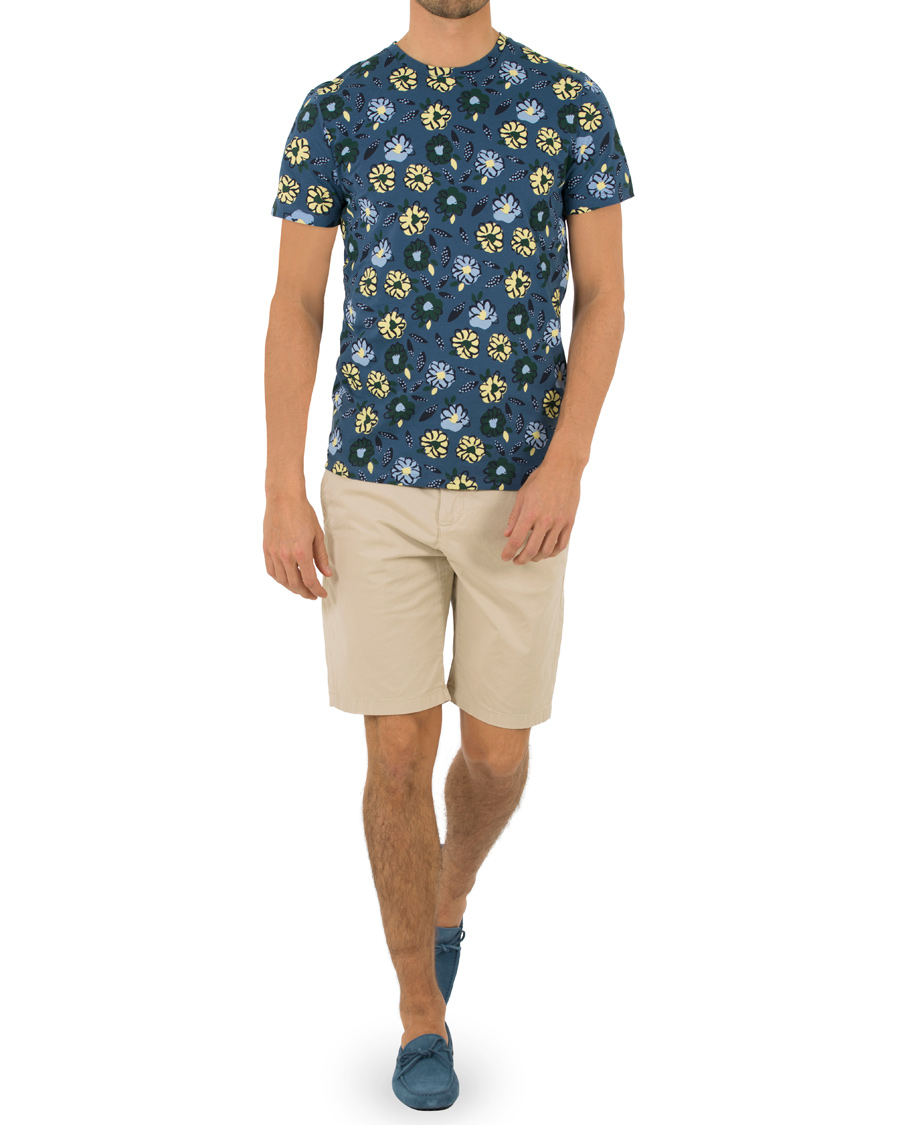 Heren | T-shirts | NN07 | Barry Printed Flower Tee Blue