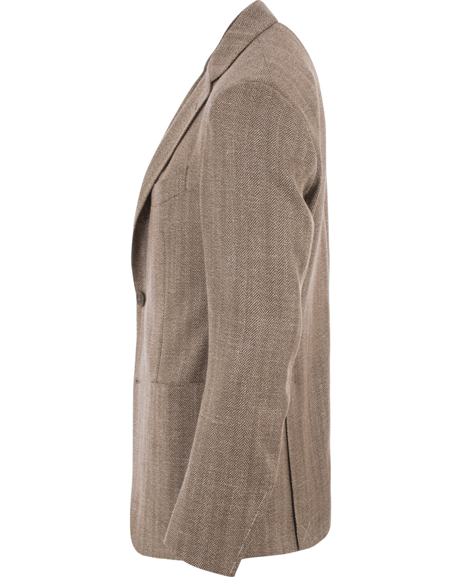 Homme | Blazers | Etro | Herringbone Linen Blazer Brown