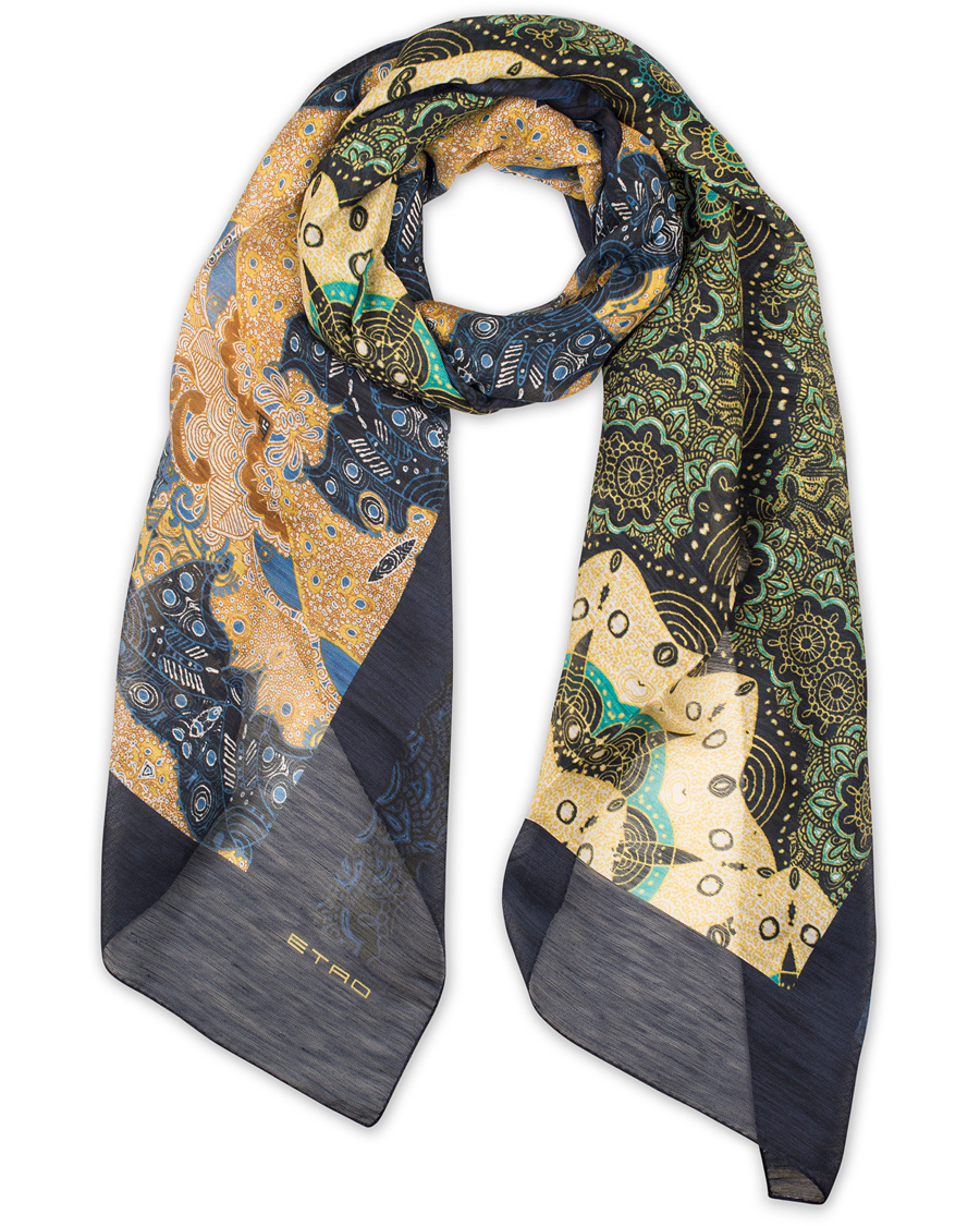 Homme | Etro Clear Painting Linen Scarf Navy/Beige | Etro | Clear Painting Linen Scarf Navy/Beige