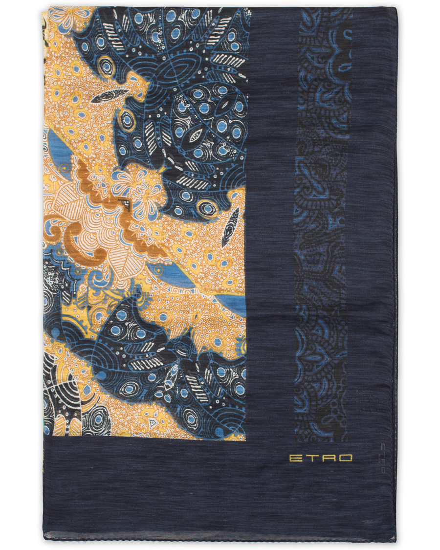 Homme | Etro Clear Painting Linen Scarf Navy/Beige | Etro | Clear Painting Linen Scarf Navy/Beige
