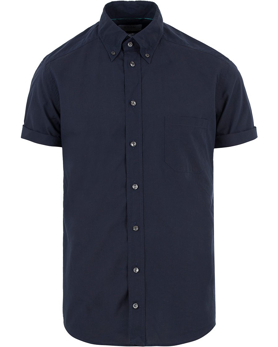 Heren | Overhemden | Eton | Slim Fit Indigo Short Sleeve Shirt Dark Blue