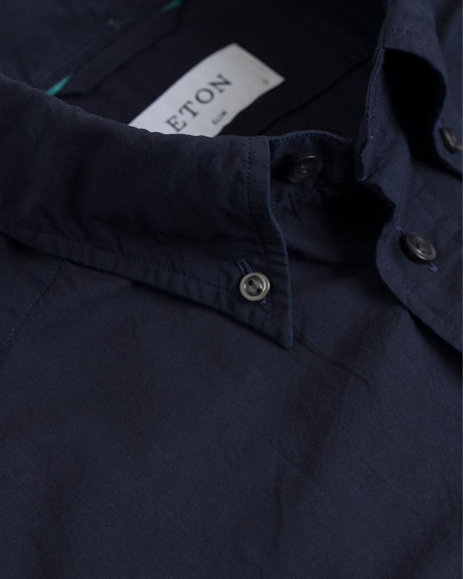 Heren | Overhemden | Eton | Slim Fit Indigo Short Sleeve Shirt Dark Blue