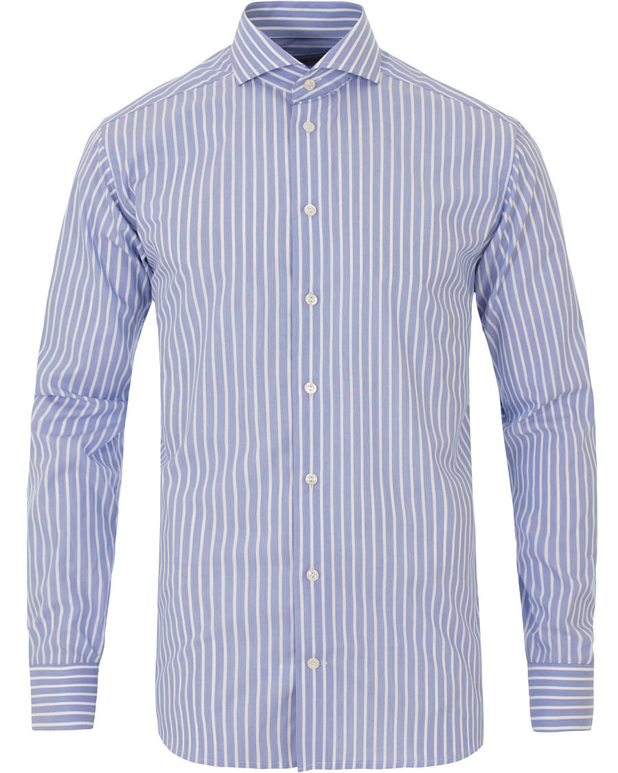 Homme | Chemises | Eton | Slim Fit Poplin Striped Shirt Light Blue
